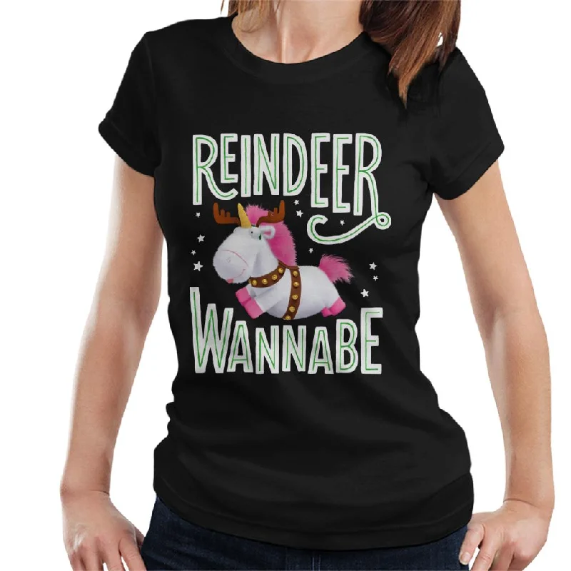 Minions Christmas Reindeer Wannabe Women's T-Shirt Rayon Velvet Corduroy