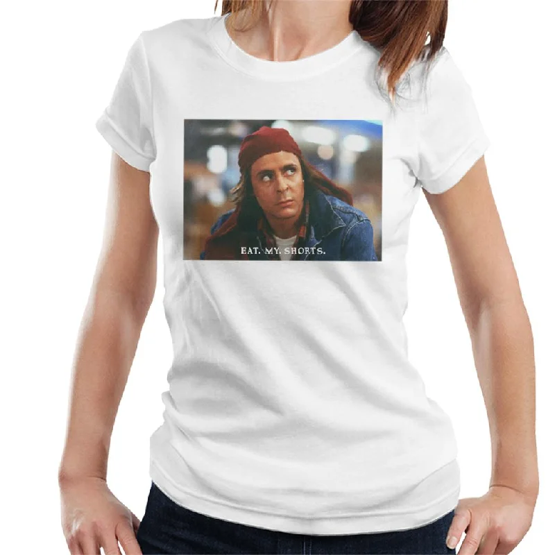 The Breakfast Club John Bender Eat My Shorts Women's T-Shirt Notch Collar Peter Pan Collar Cowl Neck