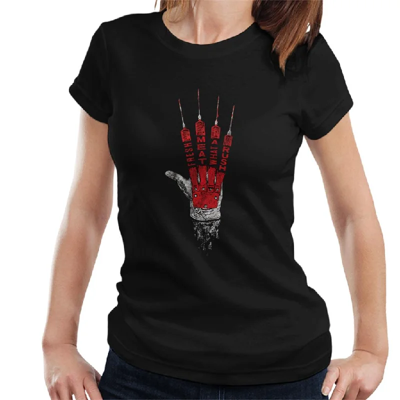 A Nightmare On Elm Street Freddy Krueger Fresh Meat Women's T-Shirt Basic T-Shirt Crew Neck Short Sleeve