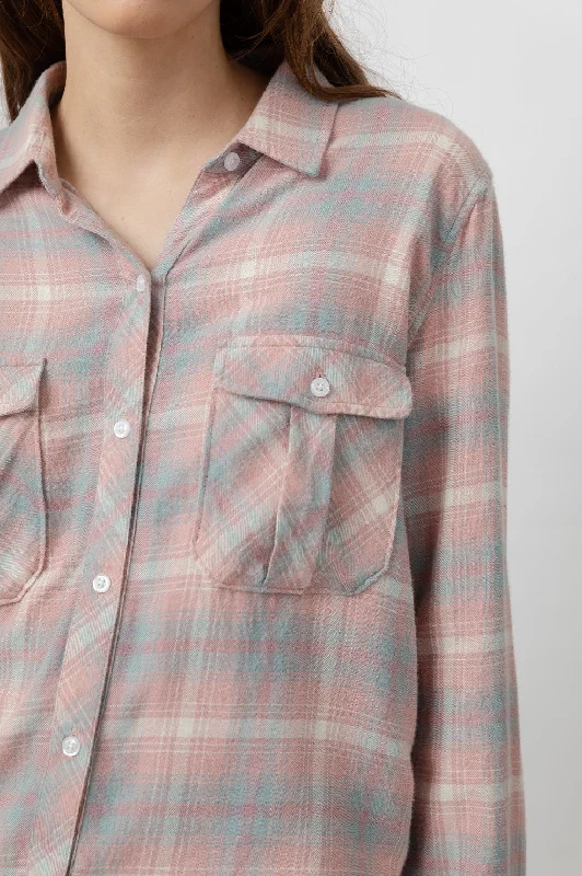 KALEB SHIRT - IVORY TEAL MAUVE Seamless Knitted Crochet