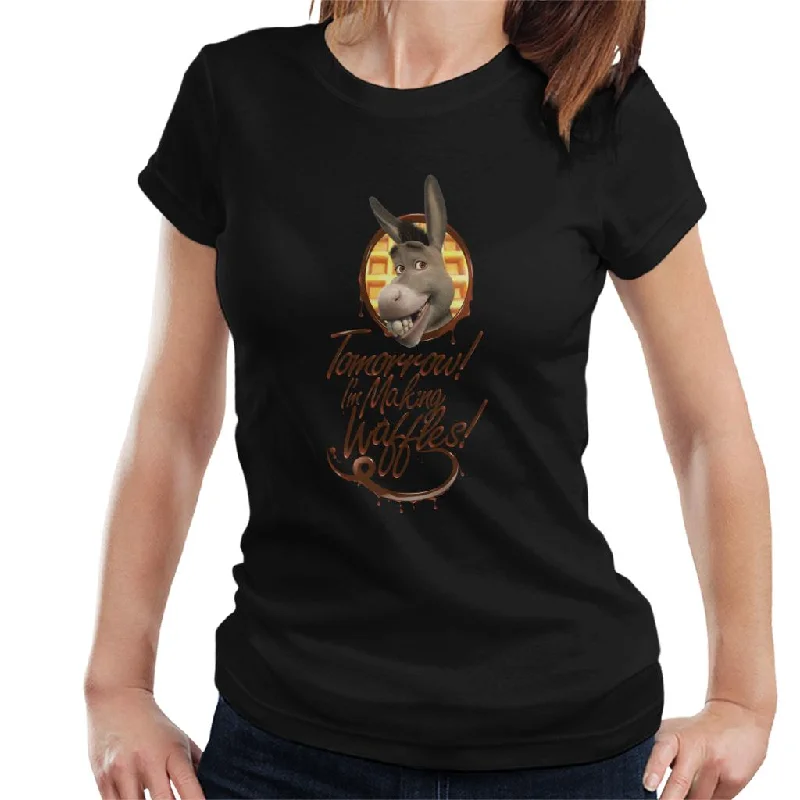 Shrek Donkey Tomorrow Im Making Waffles Women's T-Shirt Polka Dot Checkered Tartan
