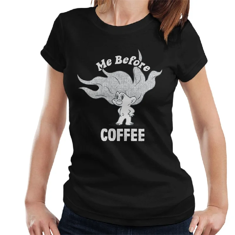 Trolls Me Before Coffee Women's T-Shirt Lace Blend Ribbed Blend Corduroy Blend