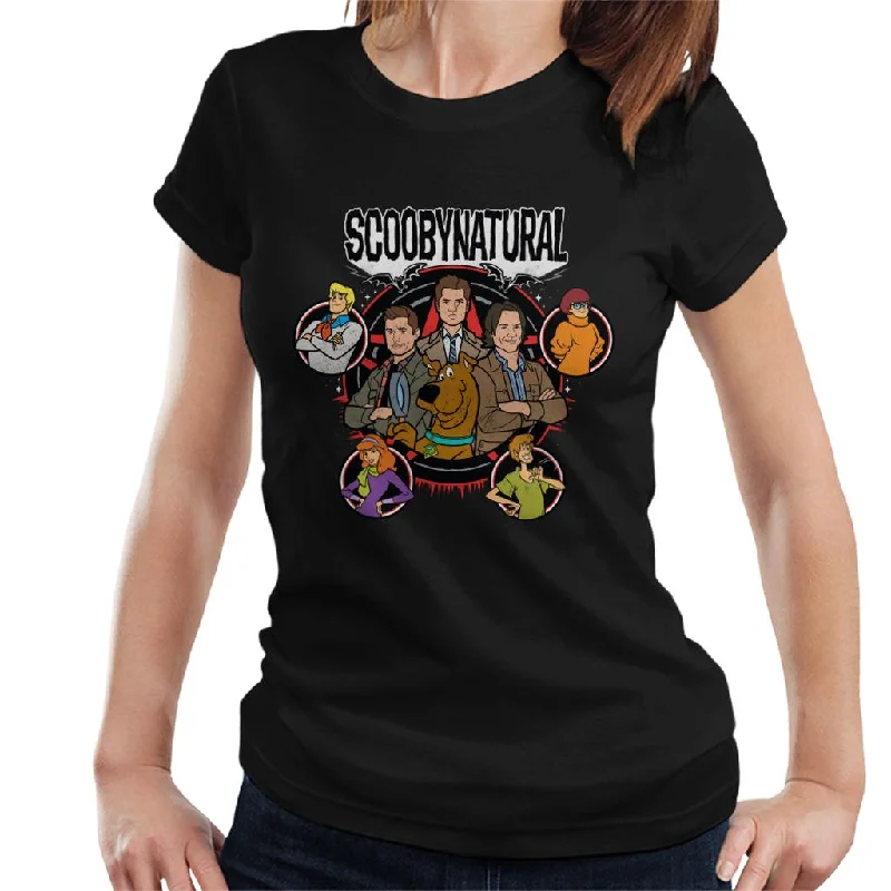 ScoobyNatural Characters Together Women's T-Shirt Hooded Caped Shawl Collar
