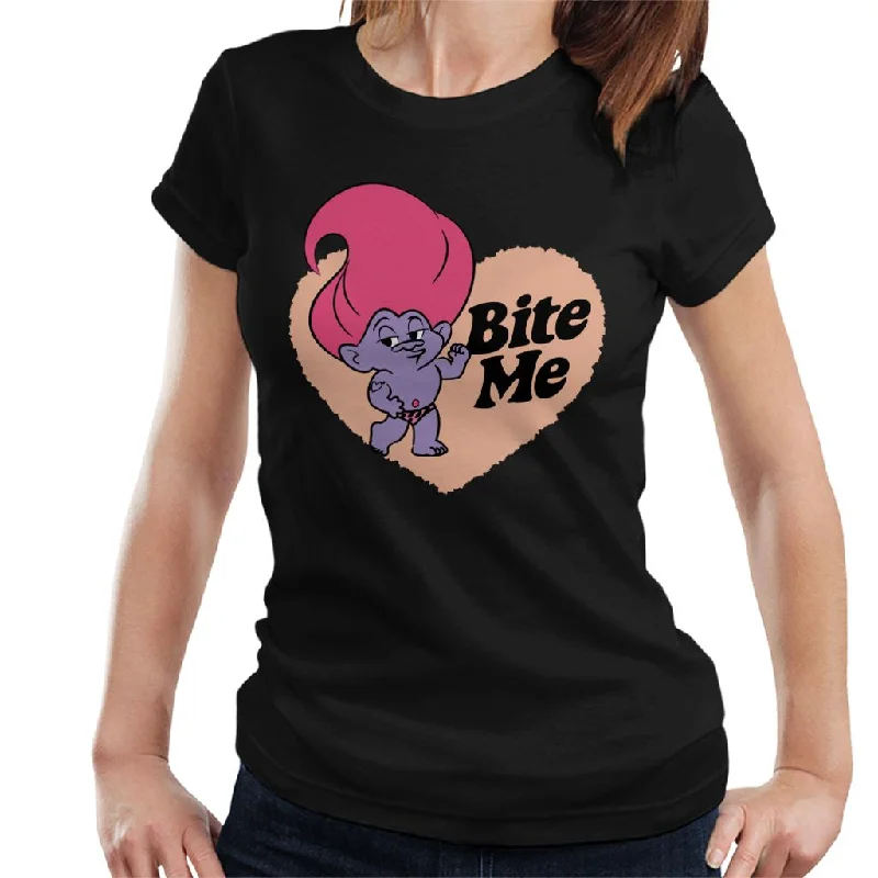 Trolls Loveheart Bite Me Women's T-Shirt Collared Crew Neck Turtle Neck