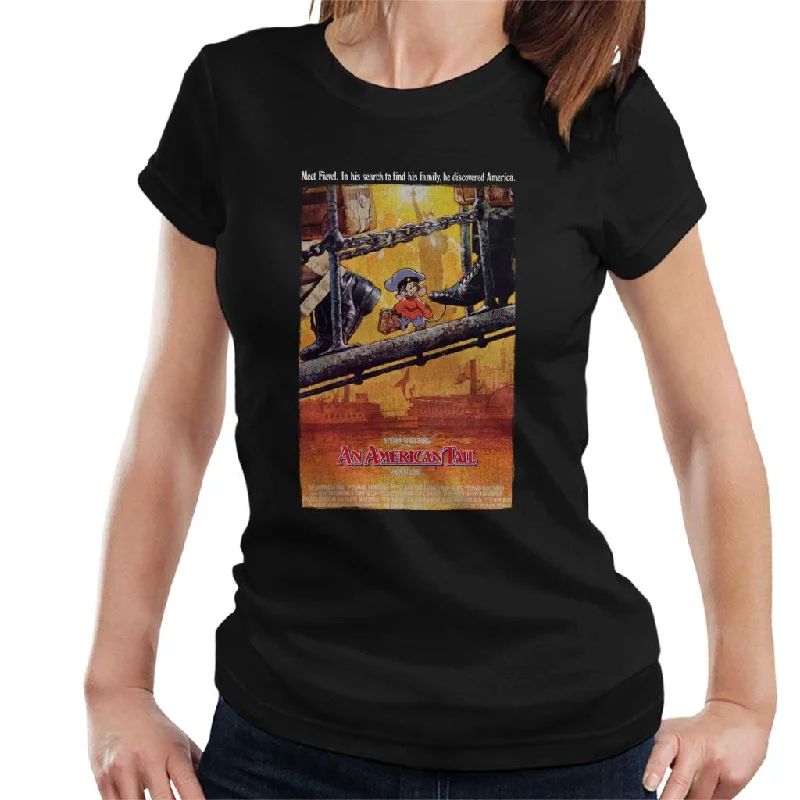 An American Tail Theatrical Poster Women's T-Shirt Embroidered Appliqued Beaded