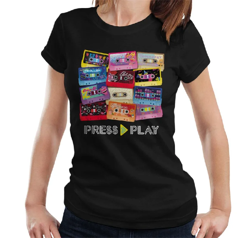 Trolls Cassette Press Play Women's T-Shirt Fleece Fabric Down Fabric Feather Fabric