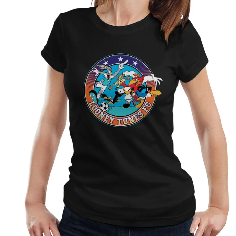 Looney Tunes Football FC Women's T-Shirt Ribbed Striped Patterned