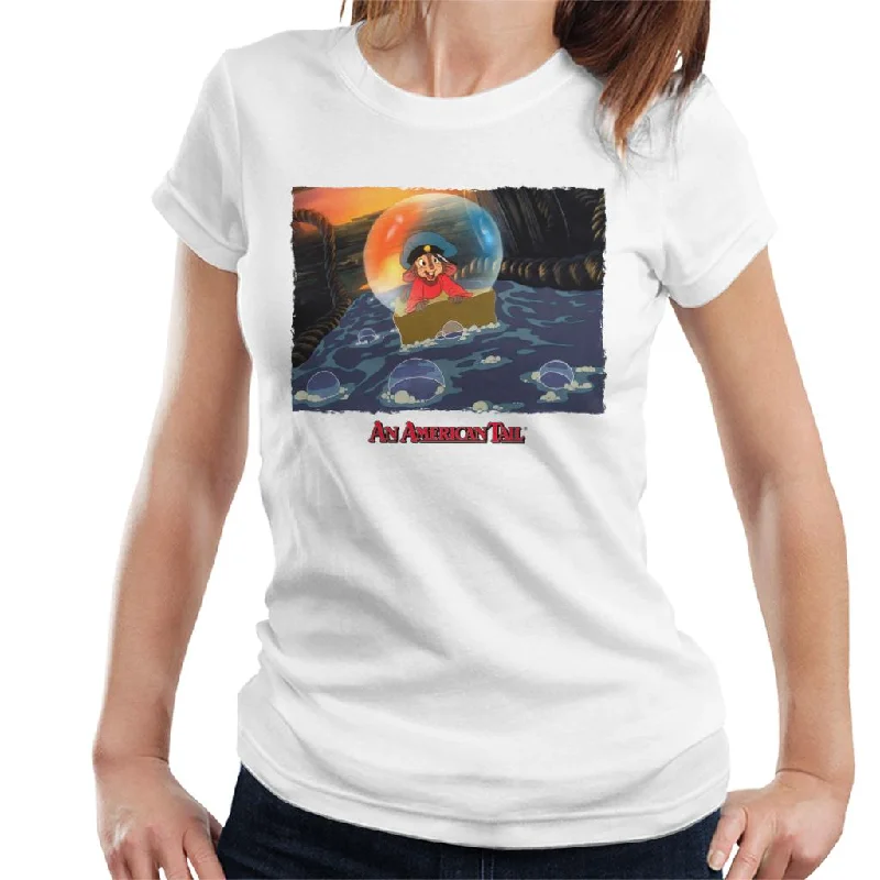 An American Tail Fievel Mousekewitz Stuck In A Bubble Women's T-Shirt Striped Floral Plaid