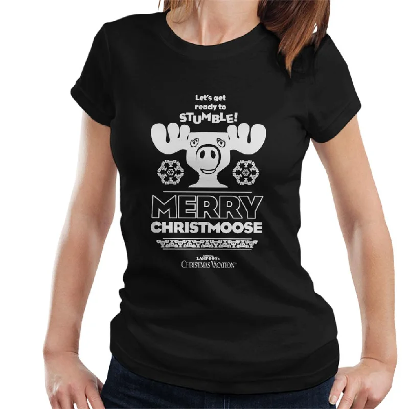 National Lampoon’s Christmas Vacation Merry Christmoose Women's T-Shirt Ribbed T-Shirt High Neck Heavyweight