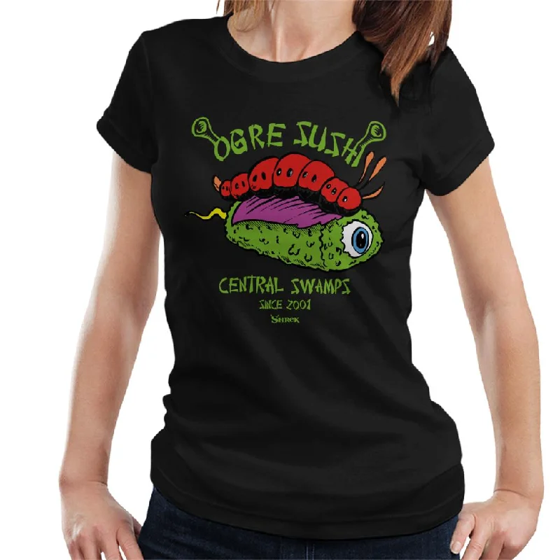 Shrek Ogre Sushi Central Swamps Women's T-Shirt Houndstooth Herringbone Solid