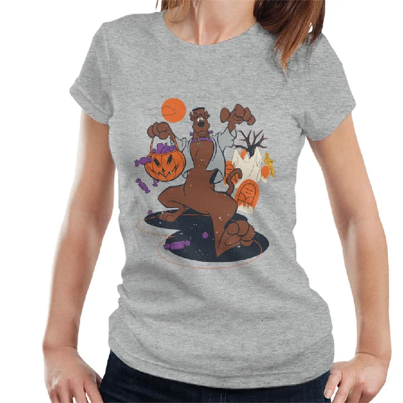 Scooby Doo Halloween Graveyard Of Treats Women's T-Shirt V-Neck T-Shirt Long Sleeve Cotton