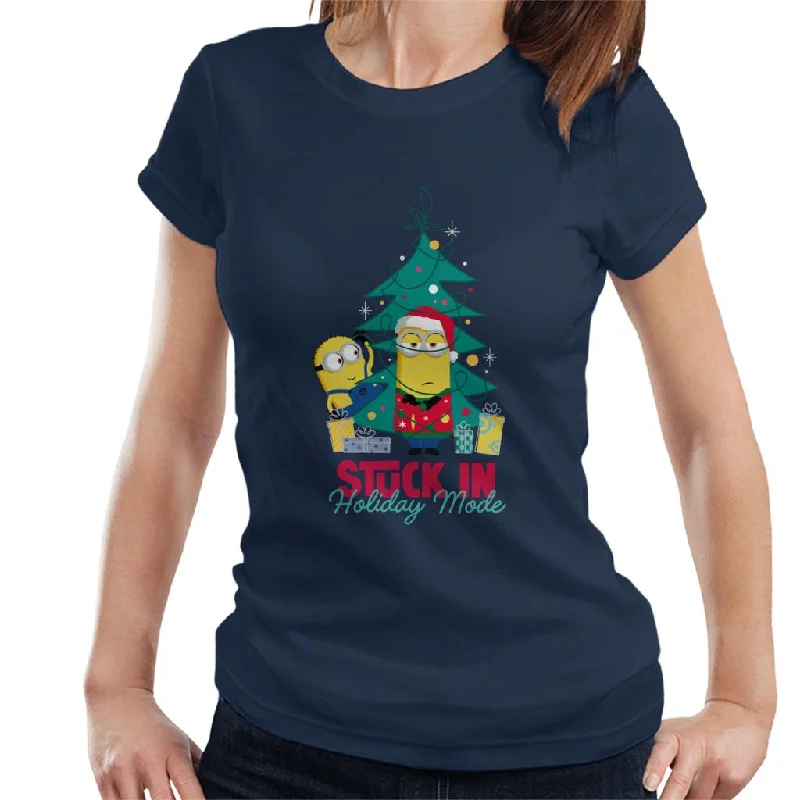 Minions Christmas Stuck In Holiday Mode Women's T-Shirt Layered Multi-layer Single Layer
