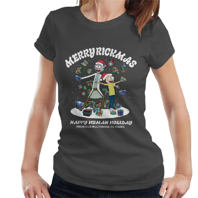 Rick and Morty Merry Rickmas Christmas Women's T-Shirt Seamless Knitted Crochet