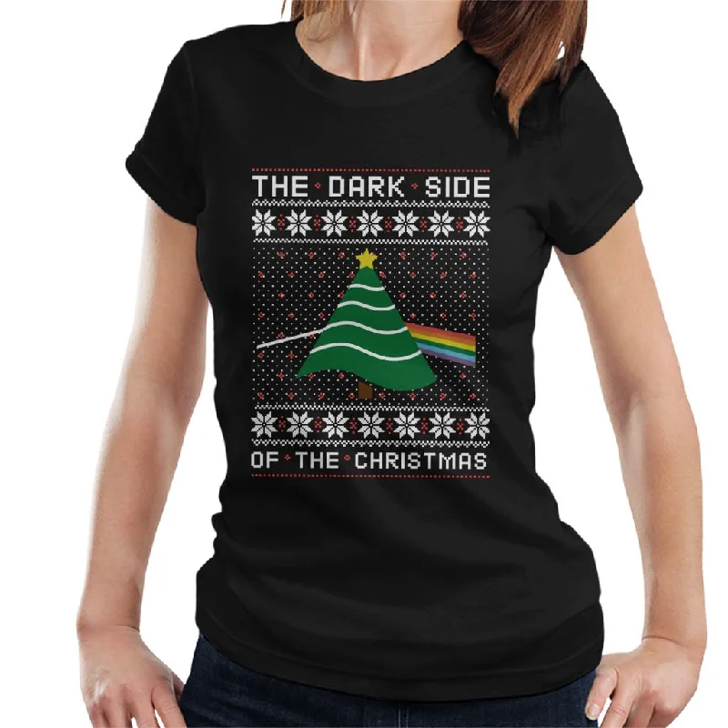 Pink Floyd Christmas The Dark Side Of The Xmas Tree Women's T-Shirt Graphic Embroidered Appliqued
