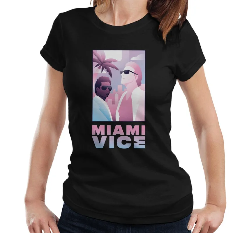 Miami Vice Sonny And Rico Airbrush Inspired Women's T-Shirt Silk Blend Satin Velvet