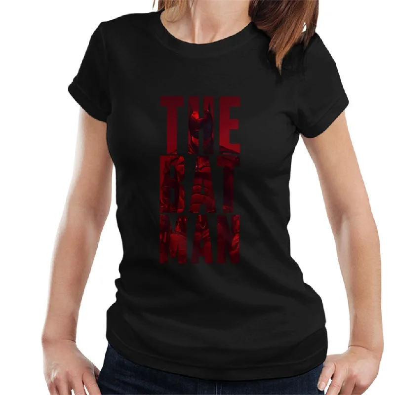 The Batman Cinematic Letters Women's T-Shirt Front Pockets Side Pockets Patch Pockets