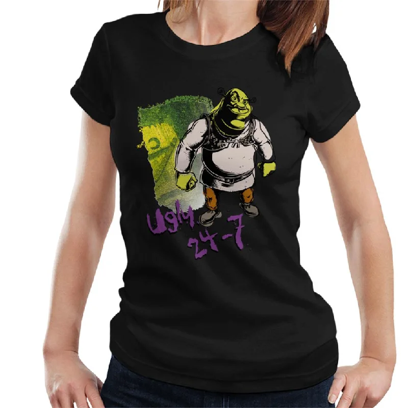 Shrek Ugly 24 7 Quote Women's T-Shirt Lace Blend Ribbed Blend Corduroy Blend