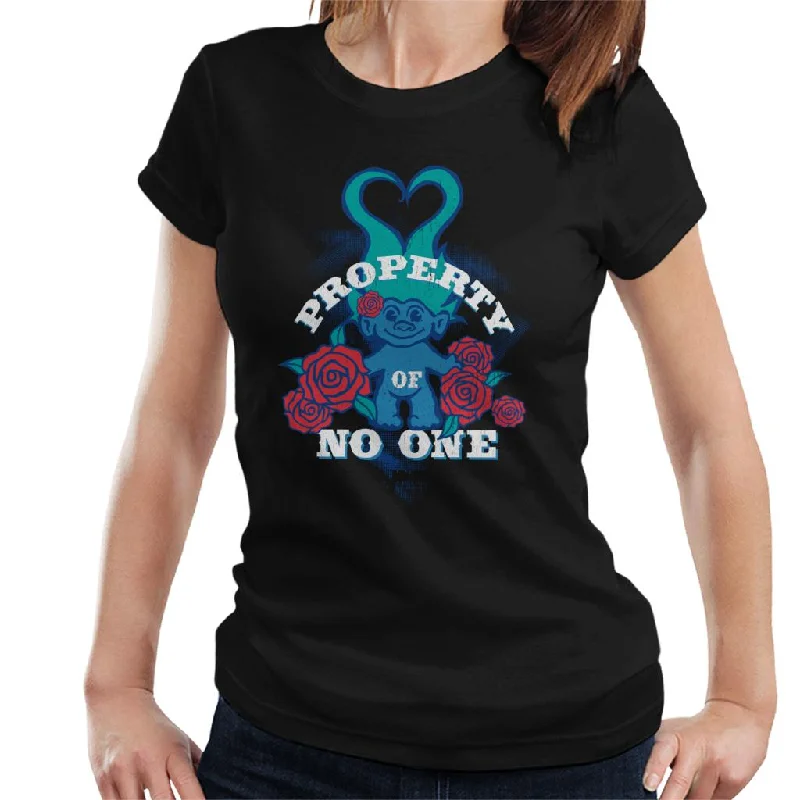 Trolls Property Of No One Love Heart Women's T-Shirt Notch Collar Peter Pan Collar Cowl Neck