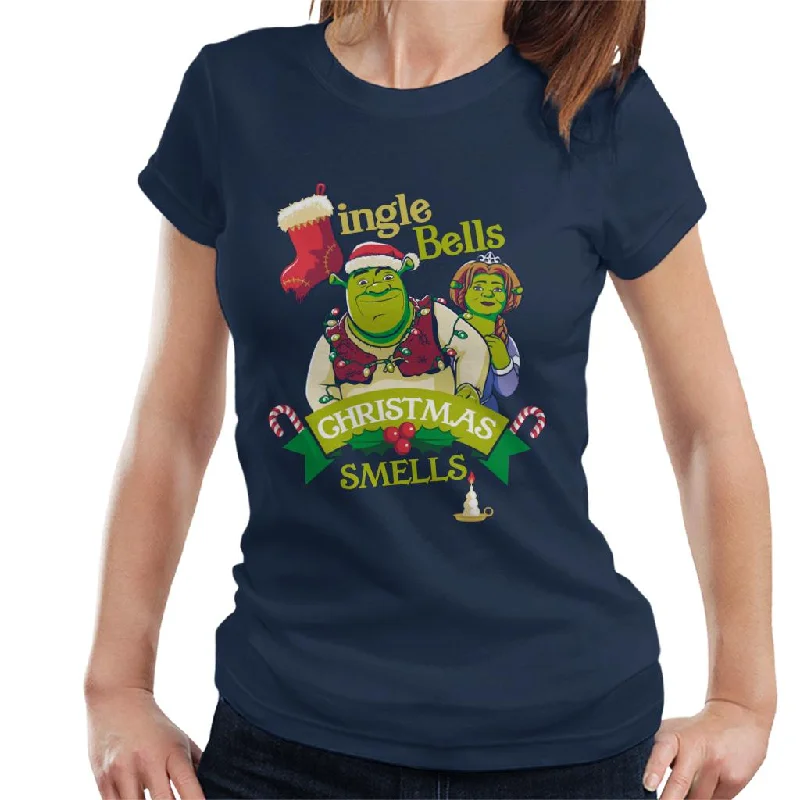 Shrek Christmas Jingle Bells Christmas Smells Women's T-Shirt Mesh Canvas Denim