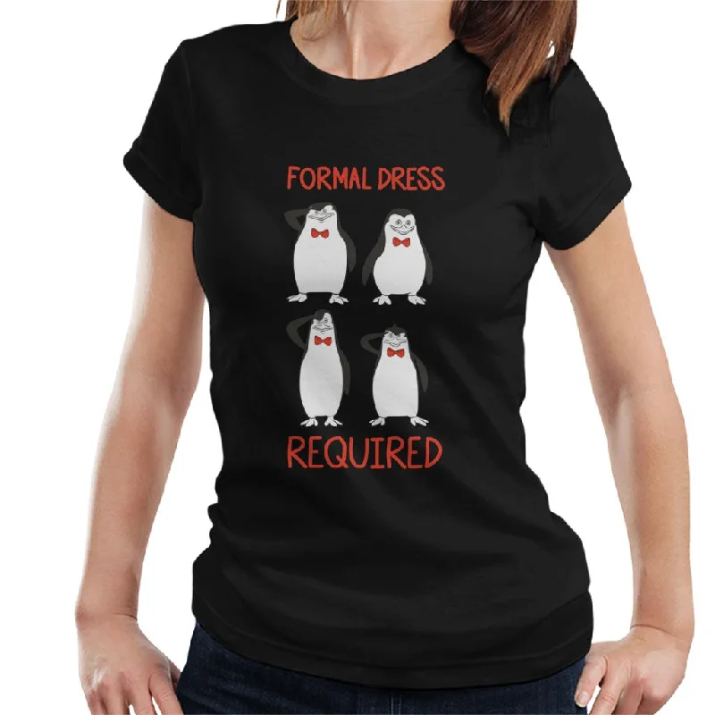 Madagascar Penguins Formal Dress Required Women's T-Shirt Hooded Caped Shawl Collar