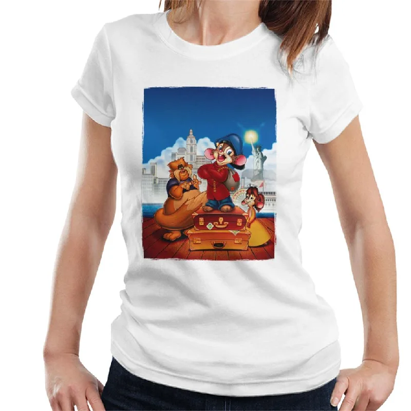 An American Tail Fievel Tanya And Tiger Women's T-Shirt Satin Blend Silk Blend Wool Blend
