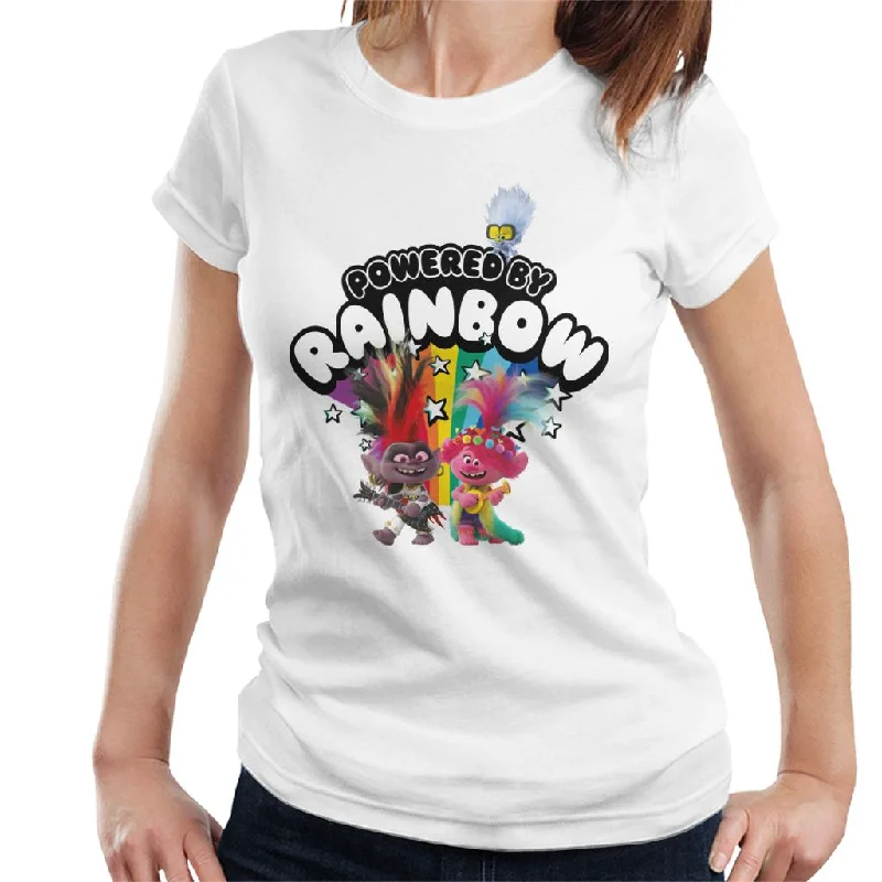 Trolls Powered By Rainbows Women's T-Shirt Solid Print Embellished