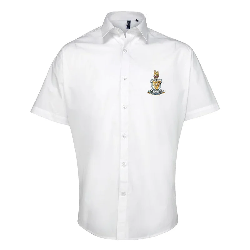 Queen's Royal Hussars Embroidered Short Sleeve Oxford Shirt Wool Fabric Cashmere Fabric Tweed Fabric