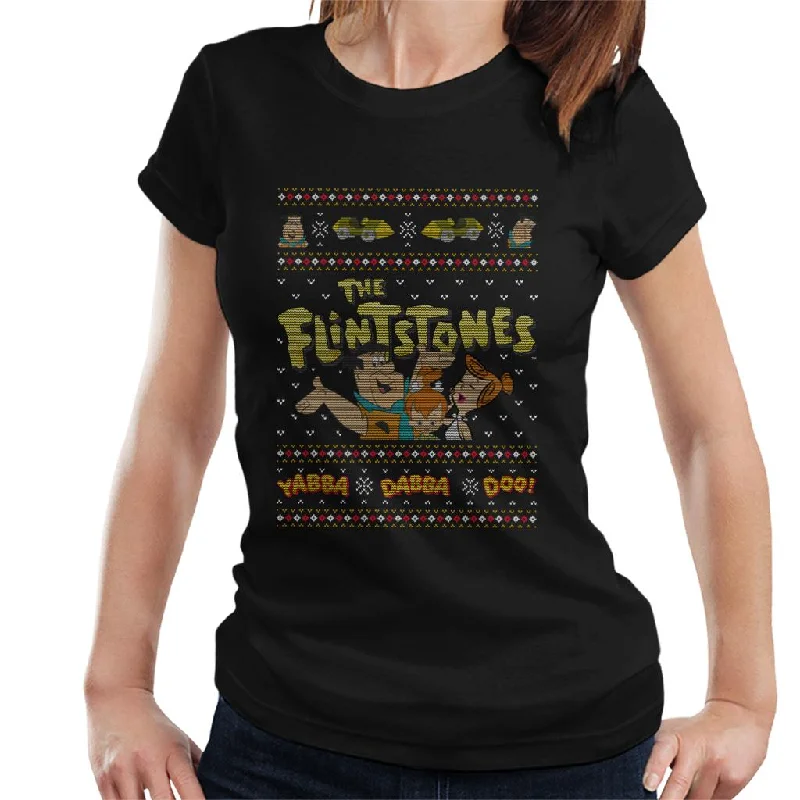 The Flintstones Christmas Yabba Dabba Doo Women's T-Shirt Fashionable Trendy Casual