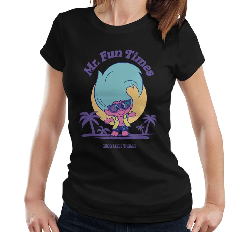 Trolls Mr Fun Times Good Luck Trolls Women's T-Shirt Hooded Caped Shawl Collar