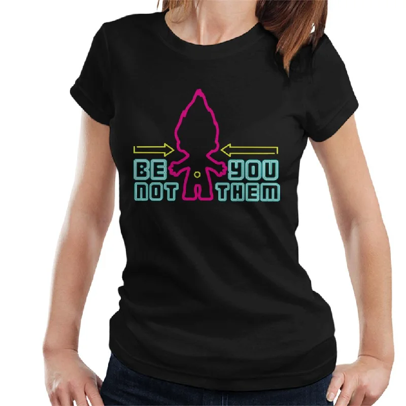 Trolls Neon Silhouette Be You Not Them Women's T-Shirt Print Jacquard Patchwork