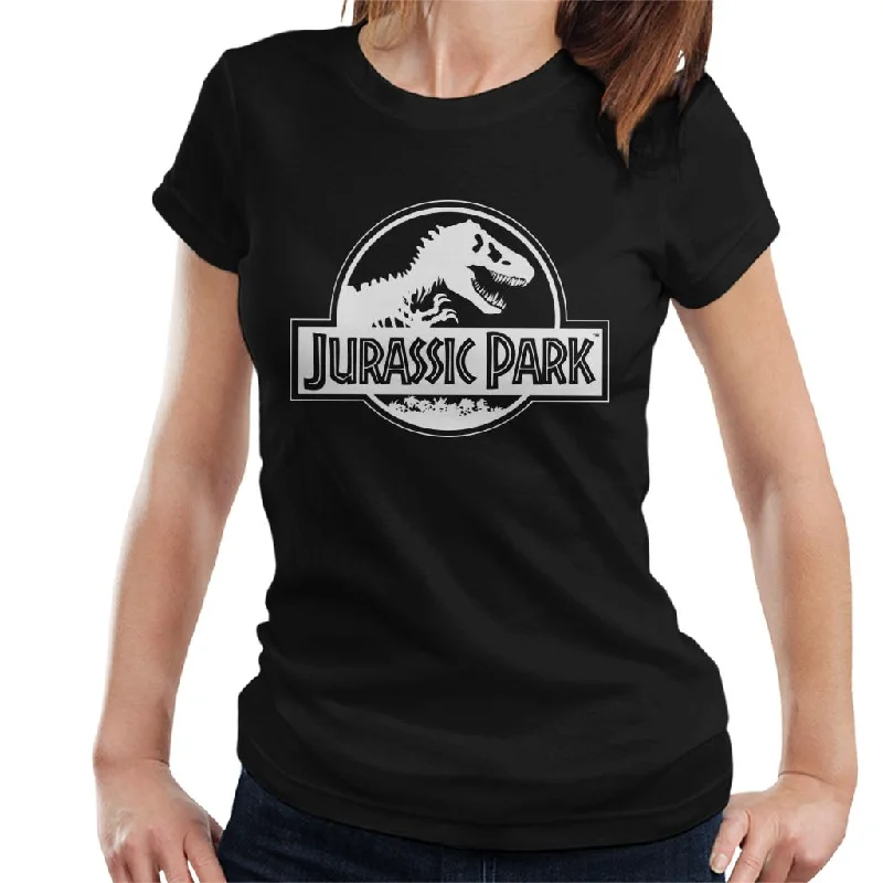 Jurassic Park Classic Black & White Logo Women's T-Shirt Knit Fabric Woven Fabric Fleece Fabric