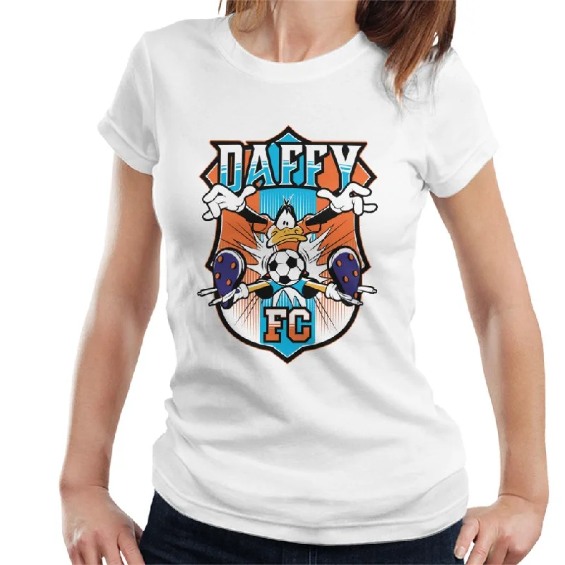Looney Tunes Football Daffy FC Women's T-Shirt Solid Print Embellished