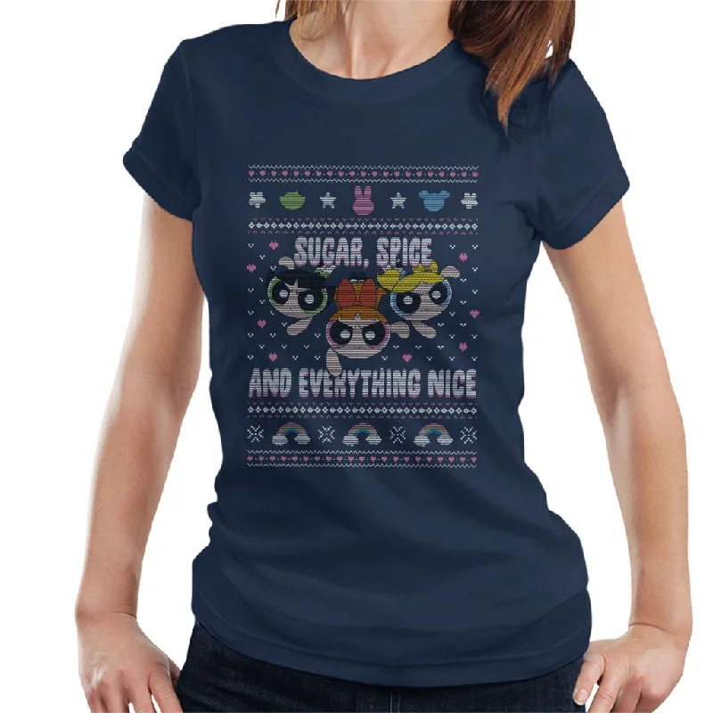 Powerpuff Girls Christmas Sugar Spice And Everything Nice Women's T-Shirt Anti-Shrink Durable Soft