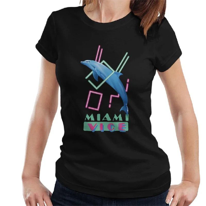 Miami Vice Dolphin Jump Women's T-Shirt Cozy Warm Stylish