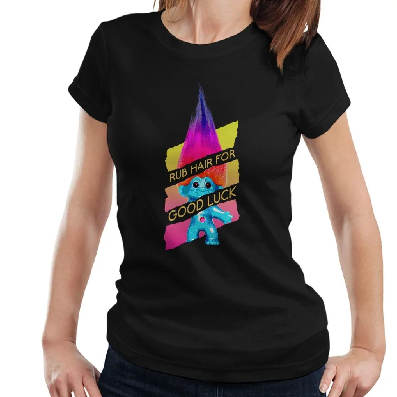 Trolls Rub Hair For Good Luck Gold Text Women's T-Shirt Solid Color Striped Floral