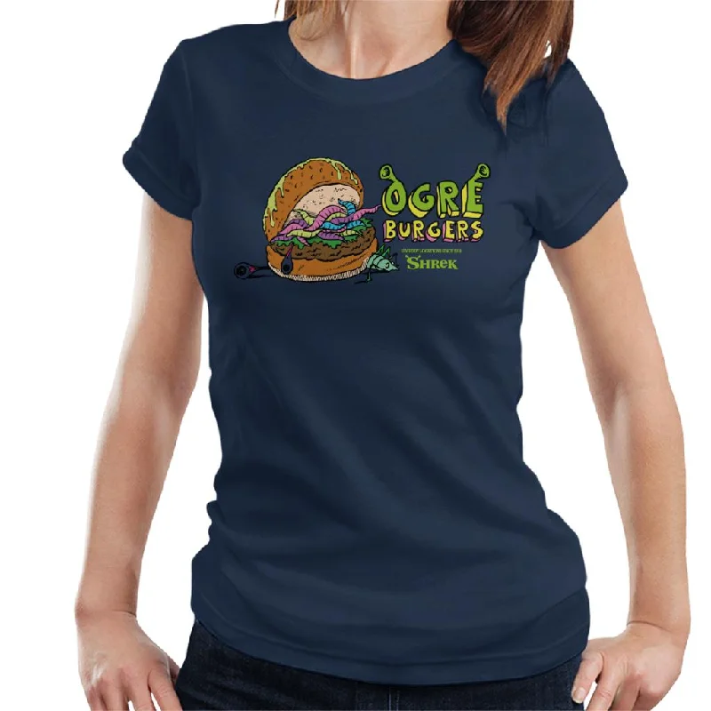 Shrek Ogres Burgers Women's T-Shirt Collared Crew Neck Turtle Neck