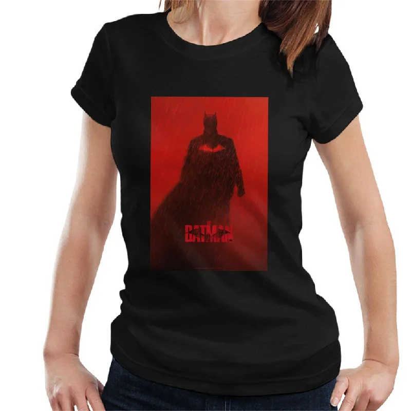 The Batman Cinematic Poster Women's T-Shirt Ribbed Striped Patterned