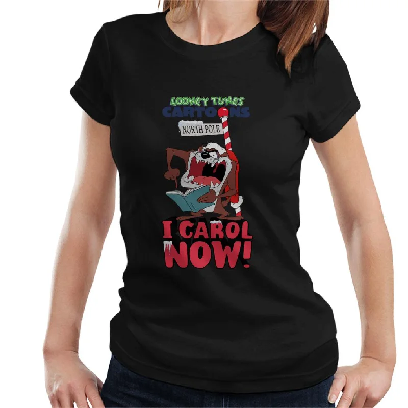 Looney Tunes Christmas Taz I Carol Now Women's T-Shirt Chenille Blend Fleece Blend Nylon Blend Looney Tunes Christmas Taz I Carol Now Women's T-Shirt Chenille Blend Fleece Blend Nylon Blend