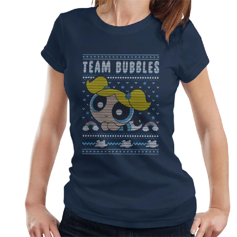 Powerpuff Girls Christmas Team Bubbles Women's T-Shirt Machine Wash Dry Clean Hand Wash