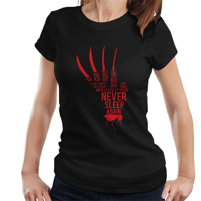 A Nightmare On Elm Street Freddy Krueger Never Sleep Again Women's T-Shirt Zippered Front Buttoned Front Snap Front