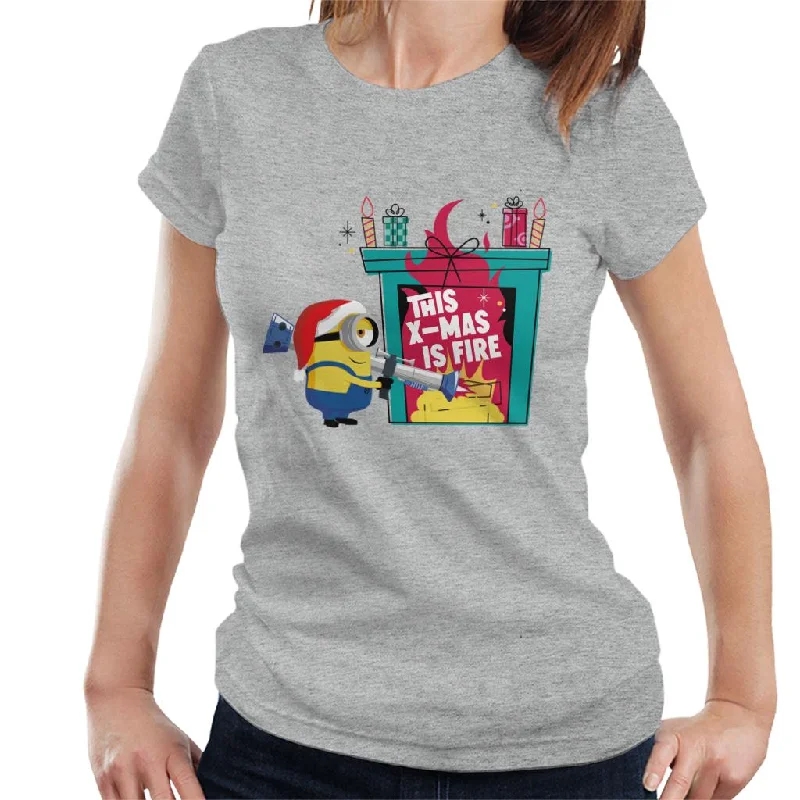 Minions Christmas This Xmas Is Fire Women's T-Shirt Boxy Fit Fitted Loose