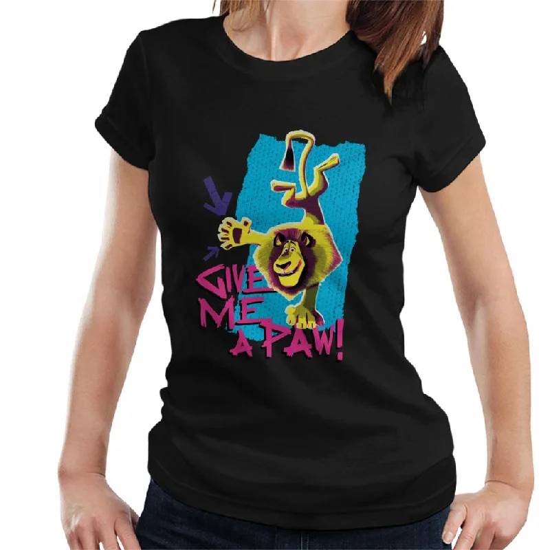 Madagascar Alex Give Me A Paw Women's T-Shirt Lace Blend Ribbed Blend Corduroy Blend