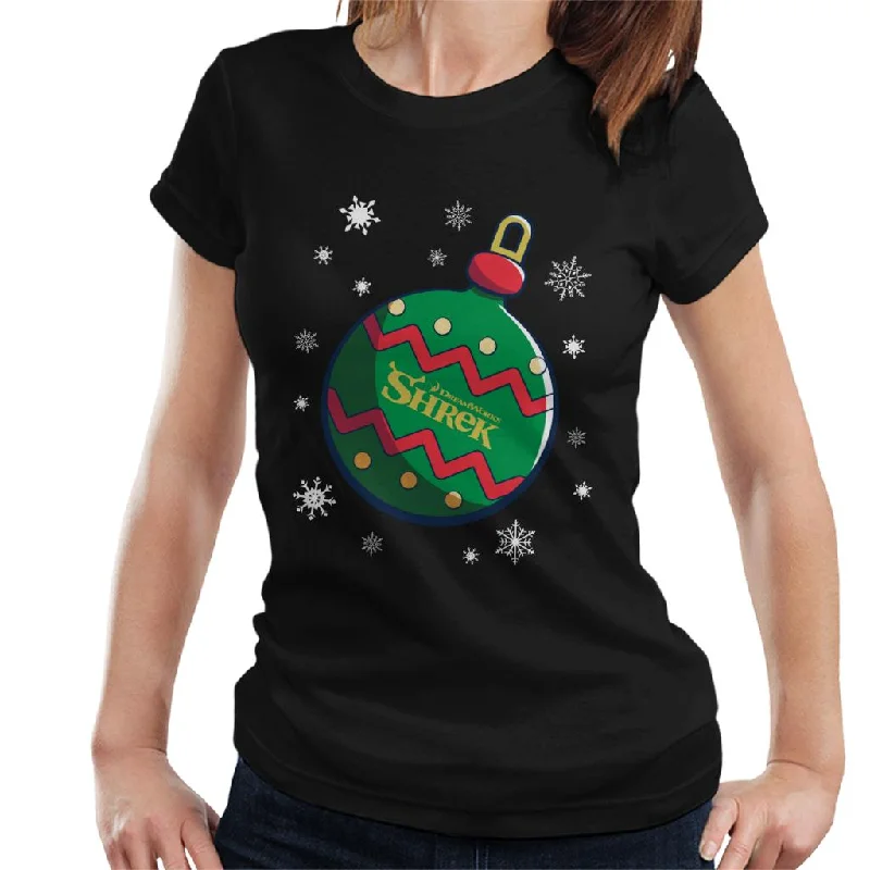 Shrek Christmas Festive Bauble Winter Snowflakes Women's T-Shirt Chenille Brocade Lace