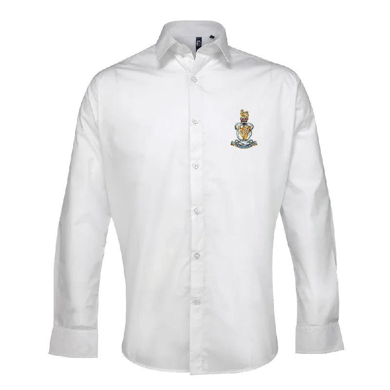 Queen's Royal Hussars Embroidered Long Sleeve Oxford Shirt Faux Fur Fabric Real Fur Fabric Shearling Fabric