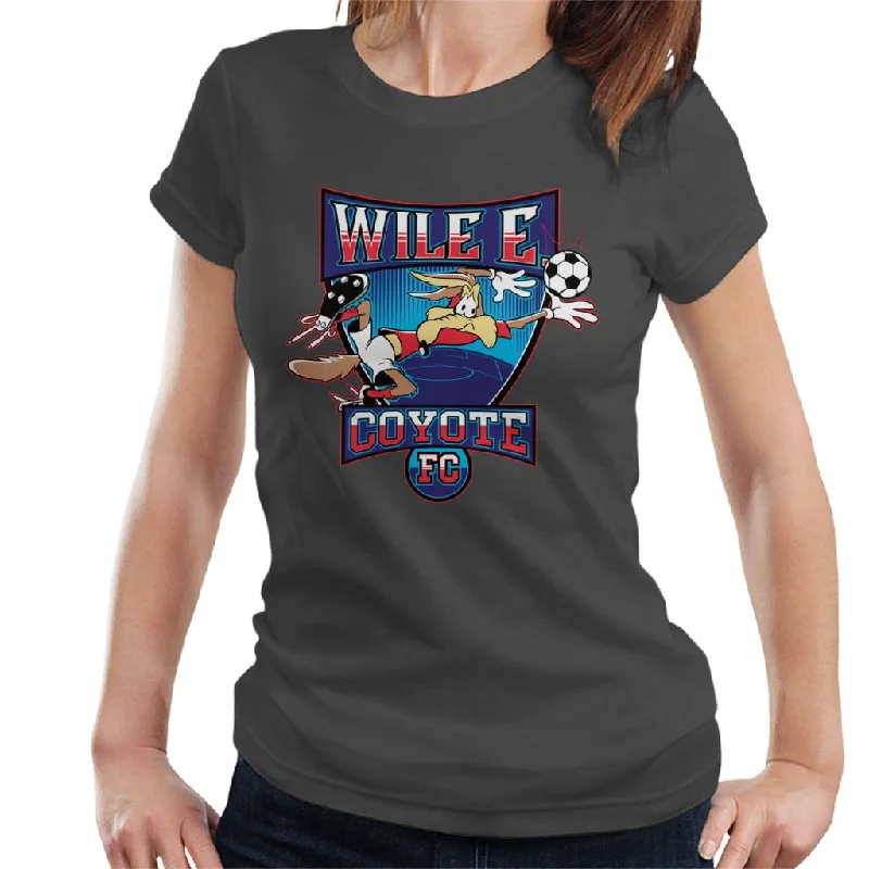 Looney Tunes Football Wile E Coyote FC Women's T-Shirt Embroidered Appliqued Beaded