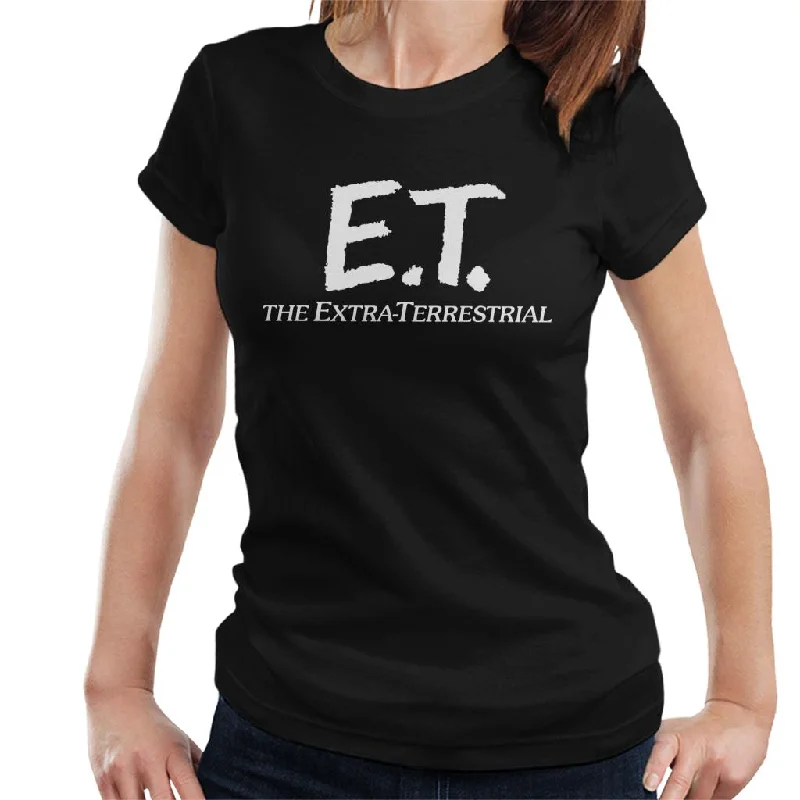 E.T. Retro Text Logo Women's T-Shirt Mesh Fabric Canvas Fabric Denim Fabric