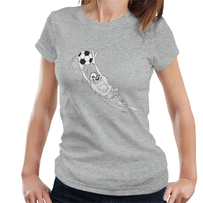 Looney Tunes Football Taz The Goalkeeper Women's T-Shirt Mesh Fabric Canvas Fabric Denim Fabric