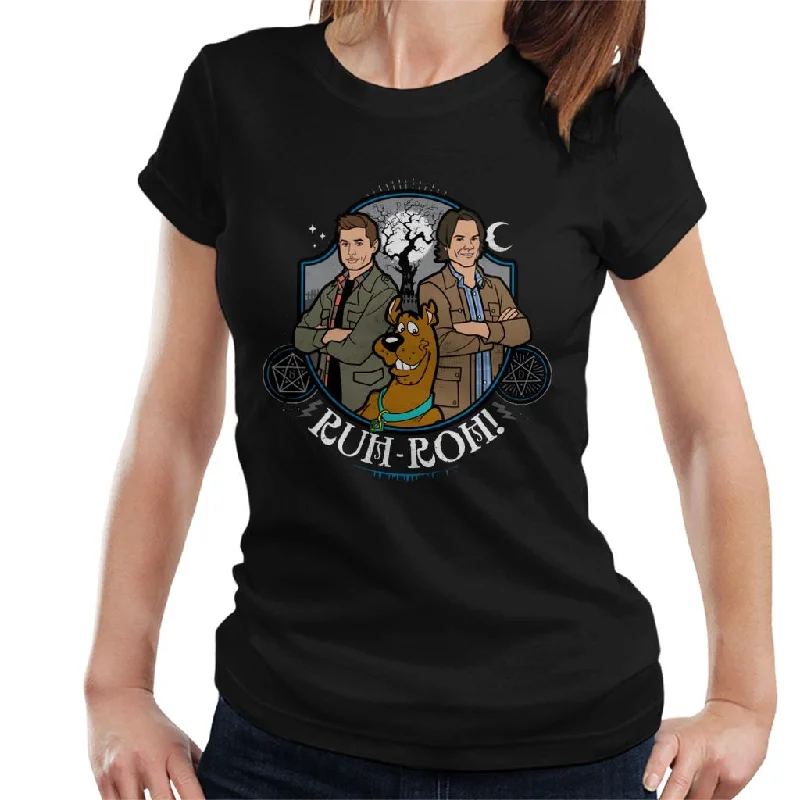 ScoobyNatural Sam And Dean Winchester Ruh Roh Women's T-Shirt Houndstooth Herringbone Solid