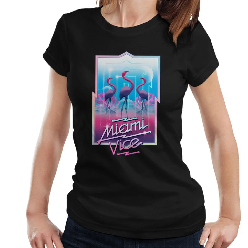 Miami Vice 3 Flamingos Women's T-Shirt Iron Safe Non-Iron Wrinkle Free