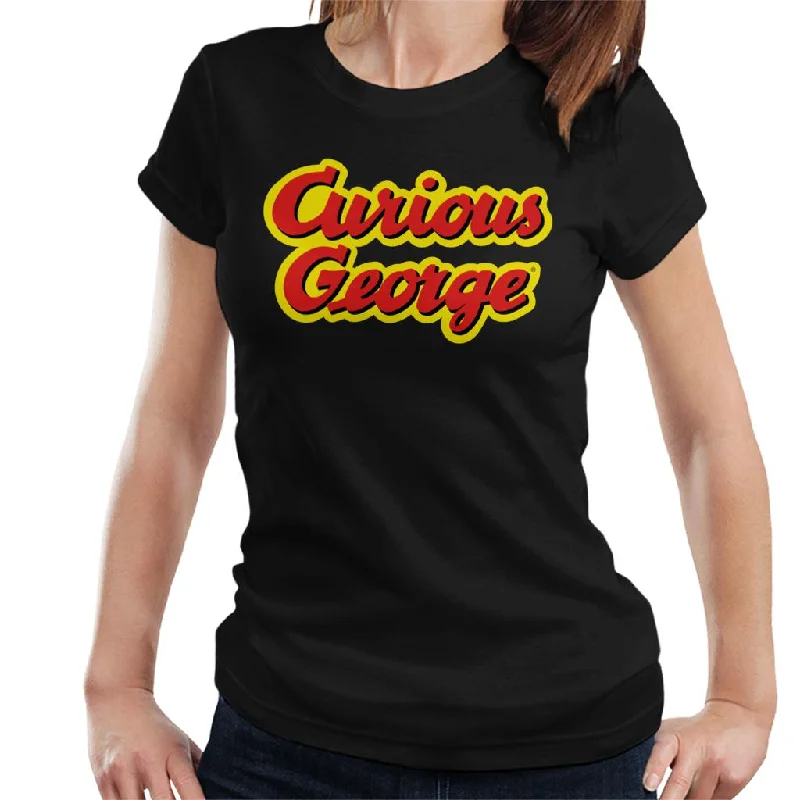 Curious George Big Outlined Logo Font Women's T-Shirt Plaid T-Shirt Polka Dot Checkered Curious George Big Outlined Logo Font Women's T-Shirt Plaid T-Shirt Polka Dot Checkered